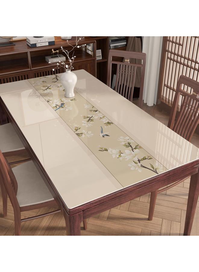 Bluejw New Chinese-style Waterproof And Oil-proof Tablecloth Anti-scalding Living Room Light Luxury High-end Dining Table Mat PVC Soft Glass Coffee Table Tablecloth - Image 1