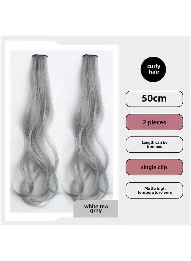 NIBEMINENT Colorful Clip-in Hair Extensions for Girls13# white tea ash two pieces 13# 