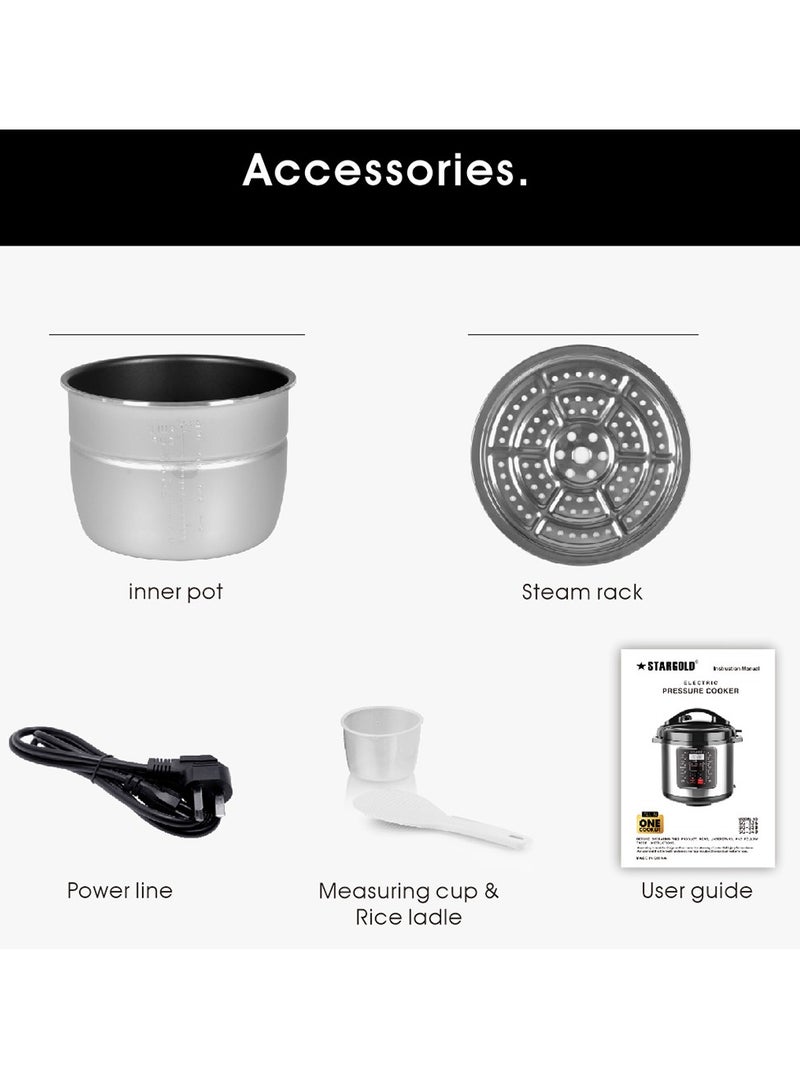 Stargold Electric Pressure Cooker Stainless Steel Body Touch Control Capacity 6 Litter - Image 5