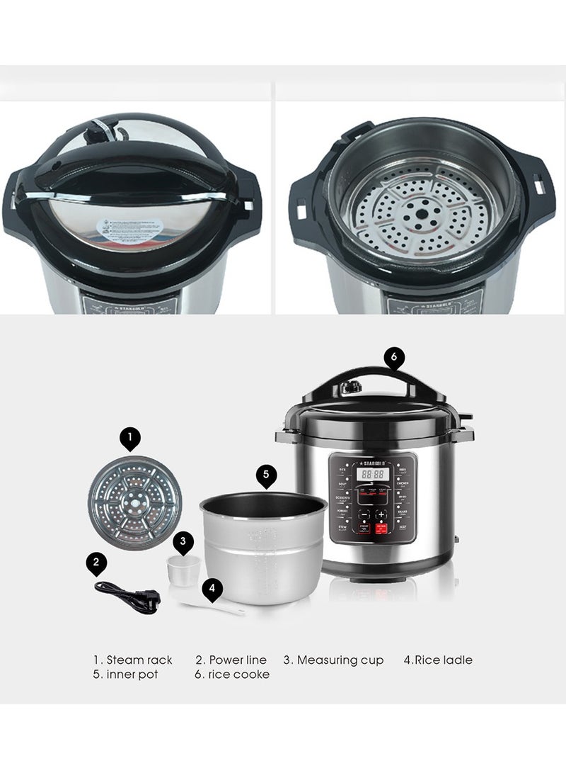 Stargold Electric Pressure Cooker Stainless Steel Body Touch Control Capacity 6 Litter - Image 3