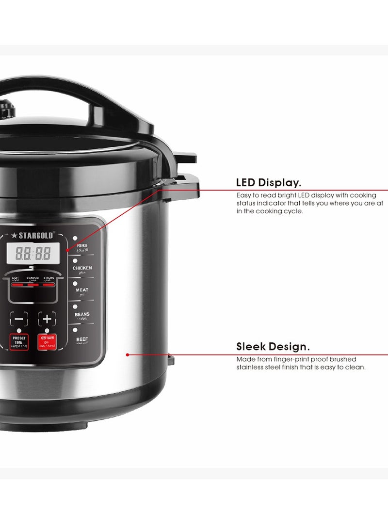 Stargold Electric Pressure Cooker Stainless Steel Body Touch Control Capacity 6 Litter - Image 2