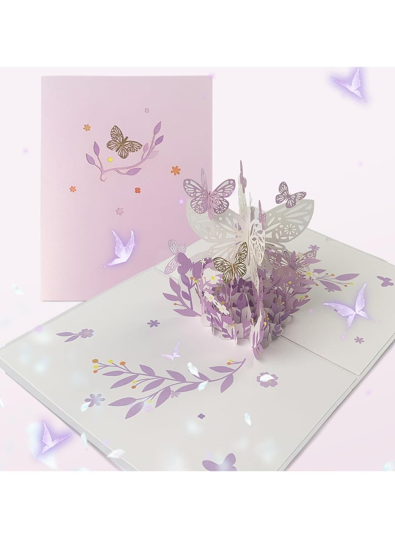 Oasisgalore Greeting Card 3D Pop Up Purple Butterfly - Image 2