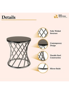 RIGID Stainless Steel Coffee Table with Glass Top  44x41x41cm  - Image 3