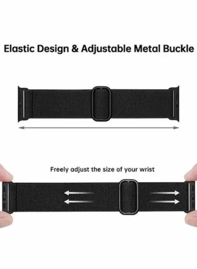 [Pack of 4] Stretchy Nylon Sport Bands For Apple Watch Series 10 | Ultra 2 | 8 Ultra | 9 | 8 | 7 | 6 , 49/46/45/44/42mm Adjustable Braided Sport Elastic Wristband - Image 3