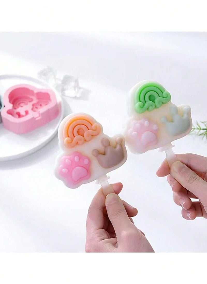Silicone Ice Cream Molds, Ice Cream Mold, Popsicle Molds, Reusable Popsicle Maker with Sticks, Ice Cream Molds for Making Ice Cream, Easy Release Ice Cream Maker.