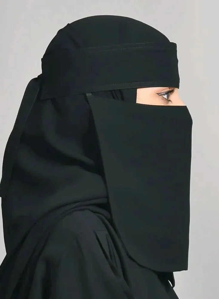 عبايات لمحة نقاب مطاط واحد قصير مع ربطة اغلاق