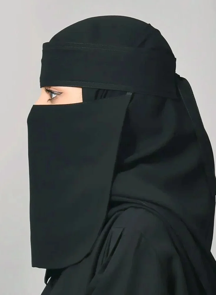 عبايات لمحة نقاب مطاط واحد قصير مع ربطة اغلاق