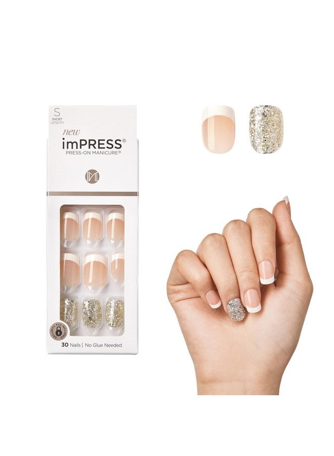 Impress KISS imPRESS Press-On Manicure, Nail Kit, PureFit Technology, Short Press-On Nails, 'Time Slip', Includes Prep Pad, Mini Nail File, Cuticle Stick, and 30 Fake Nails - Image 1