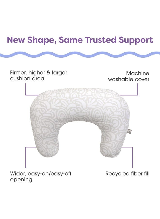 Boppy Nursing Pillow - Ergonomic Bottle & Breastfeeding Pillow with High, Firm, Large Area, Water-Repellent Cushion with Washable Cover; Baby Safety Alliance Verified - Cream Retro Squiggles - Image 5