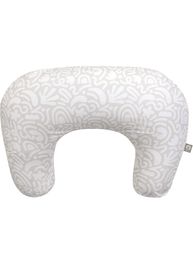 Boppy Nursing Pillow - Ergonomic Bottle & Breastfeeding Pillow with High, Firm, Large Area, Water-Repellent Cushion with Washable Cover; Baby Safety Alliance Verified - Cream Retro Squiggles - Image 1