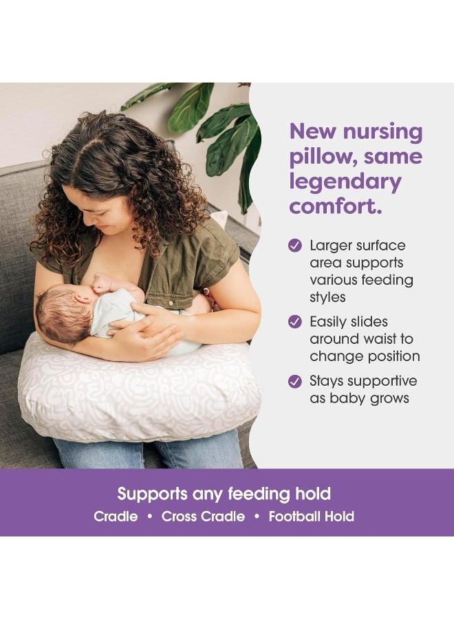 Boppy Nursing Pillow - Ergonomic Bottle & Breastfeeding Pillow with High, Firm, Large Area, Water-Repellent Cushion with Washable Cover; Baby Safety Alliance Verified - Cream Retro Squiggles - Image 2