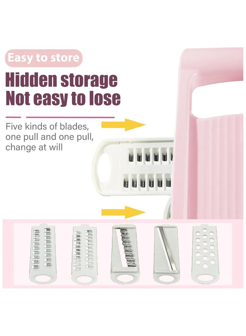 متجر 7 مبشرة خضار وفواكه يدوية متعددة الشفرات مع وعاء حماية وأداة تقشير – تصميم عملي لتقطيع وبشر متنوع - Image 4