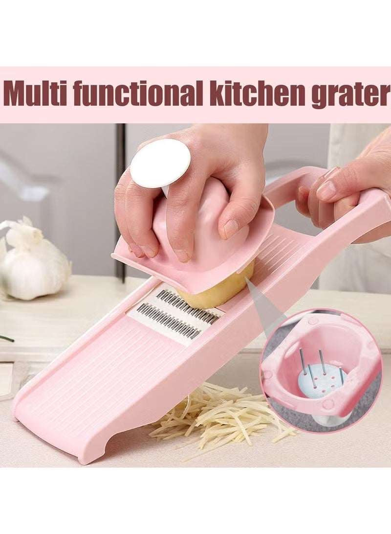 متجر 7 مبشرة خضار وفواكه يدوية متعددة الشفرات مع وعاء حماية وأداة تقشير – تصميم عملي لتقطيع وبشر متنوع - Image 1