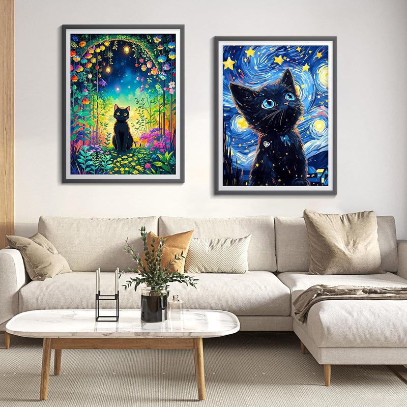 SANYUN Diamond Painting Kits,DIY Garden Cat Diamond Art Kits for Adults, Round 5D Animal and Flower Gem Art for Adults Crafts Pictures for Home Wall Decor Gifts 12 x 16 Inch - Image 4