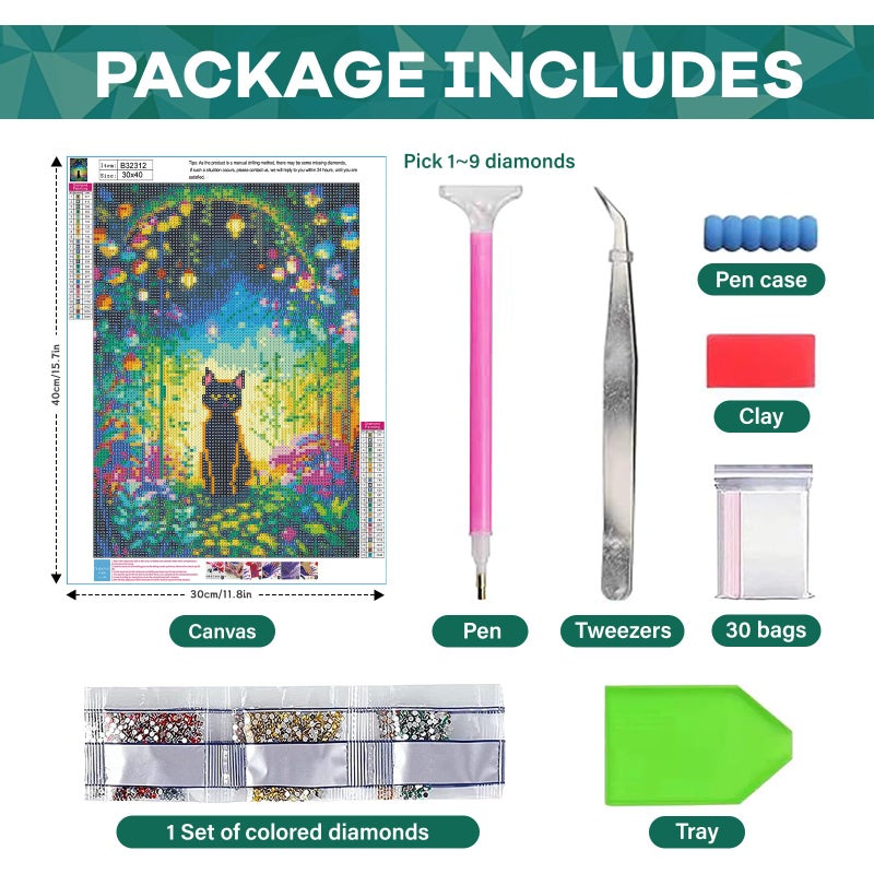 SANYUN Diamond Painting Kits,DIY Garden Cat Diamond Art Kits for Adults, Round 5D Animal and Flower Gem Art for Adults Crafts Pictures for Home Wall Decor Gifts 12 x 16 Inch - Image 5