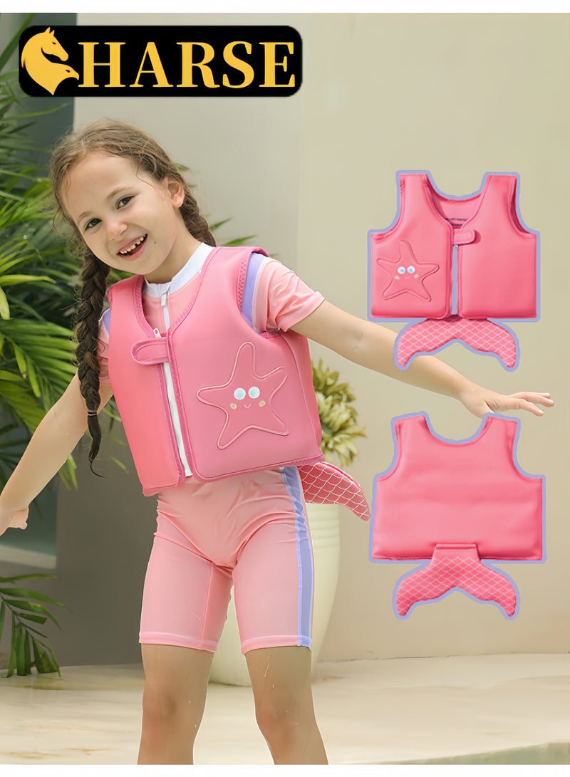 Harse Kids Adjustable Buoyancy Swimming Vest, Floatation Jacket for Children, Swim Training Aid and Float Support, Pink - Image 1