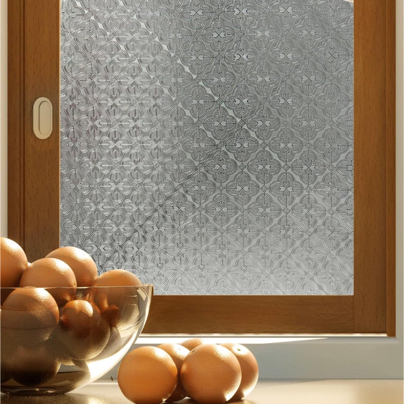 Add.Heres Stained Glass Window Privacy Film, 3D Static Cling Removable Window Clings, Heat Control Sun Blocking Window Film for Bathroom,Front Door,Home,Begonia,29.5" x 78.7" - Image 1