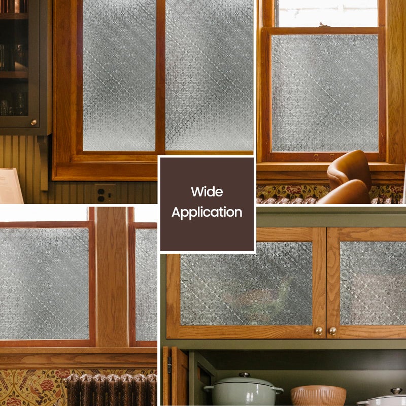 Add.Heres Stained Glass Window Privacy Film, 3D Static Cling Removable Window Clings, Heat Control Sun Blocking Window Film for Bathroom,Front Door,Home,Begonia,29.5" x 78.7" - Image 5