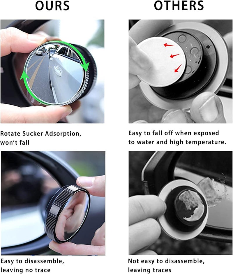 2 Pcs Blind Spot Car Mirror - 2 Inch Reusable Round HD Glass Convex 360° Wide Angle Side Rear View Mirror with Sucker for Cars, SUVs, and Trucks - Image 3