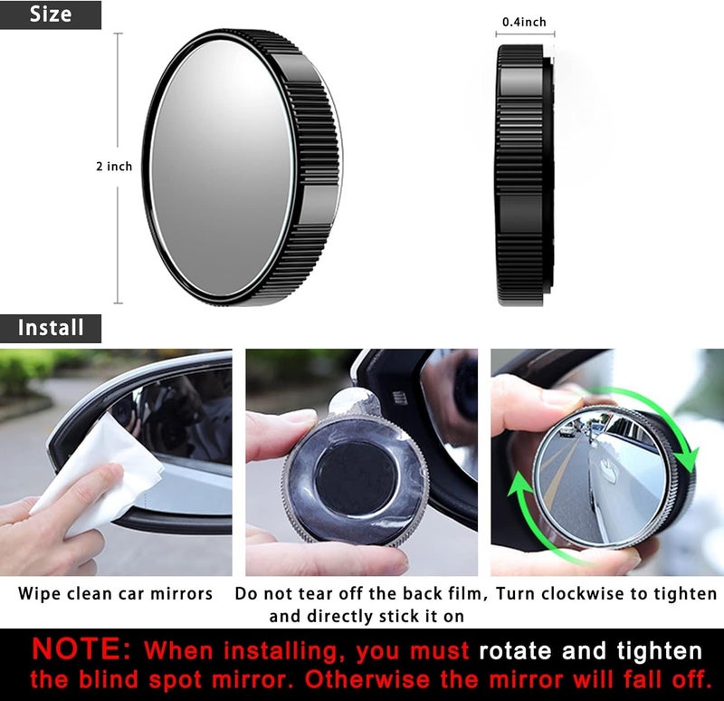 2 Pcs Blind Spot Car Mirror - 2 Inch Reusable Round HD Glass Convex 360° Wide Angle Side Rear View Mirror with Sucker for Cars, SUVs, and Trucks - Image 2