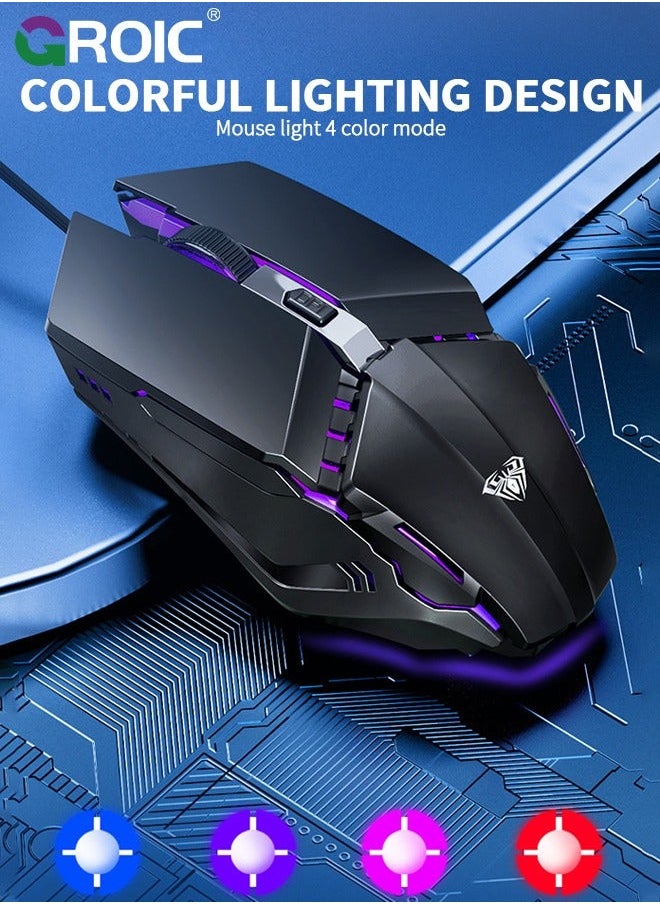 GROIC - Black Mouse Optical Mice USB Wired Wireless mice Computer Ergonomic Mobile Luminous Game Playing Flat abs Laptop Work Notebook - Image 1