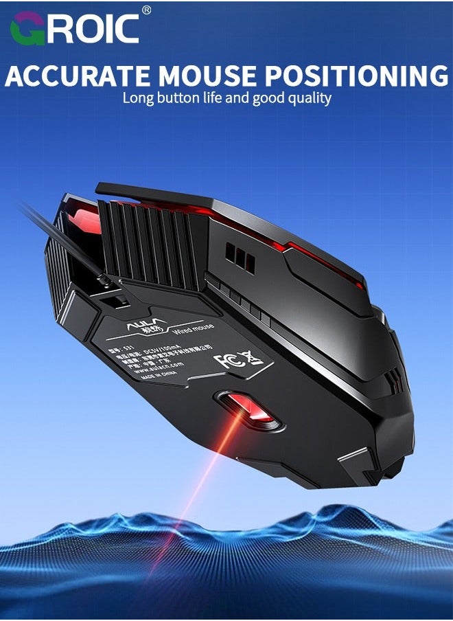GROIC - Black Mouse Optical Mice USB Wired Wireless mice Computer Ergonomic Mobile Luminous Game Playing Flat abs Laptop Work Notebook - Image 1