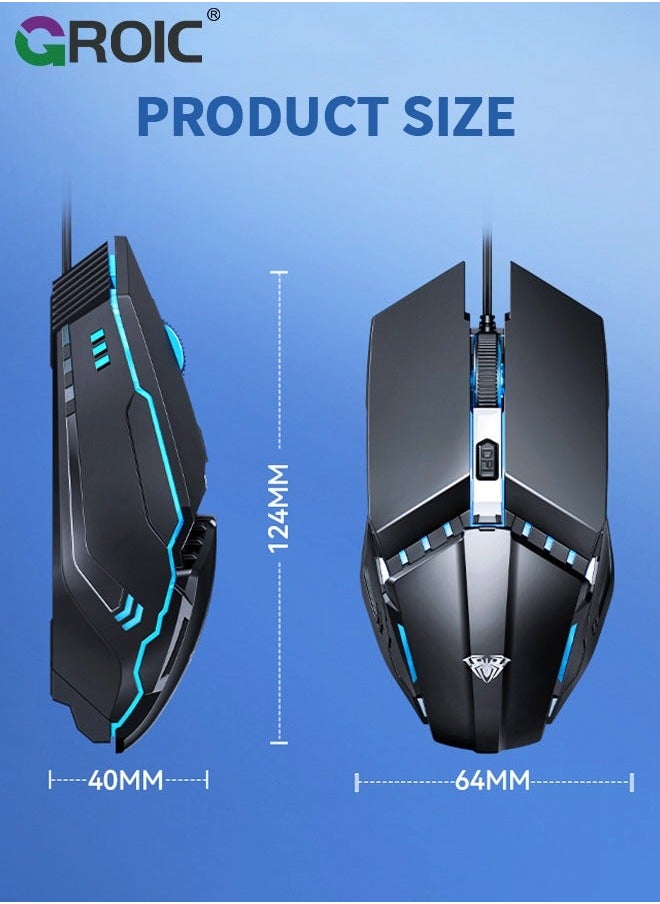GROIC - Black Mouse Optical Mice USB Wired Wireless mice Computer Ergonomic Mobile Luminous Game Playing Flat abs Laptop Work Notebook - Image 1