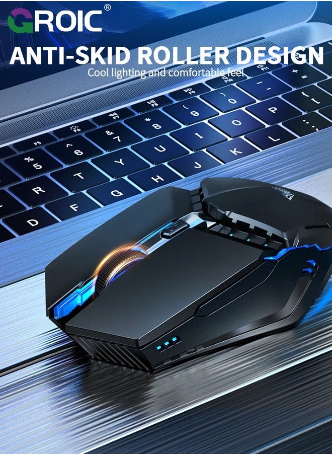 GROIC - Black Mouse Optical Mice USB Wired Wireless mice Computer Ergonomic Mobile Luminous Game Playing Flat abs Laptop Work Notebook - Image 1