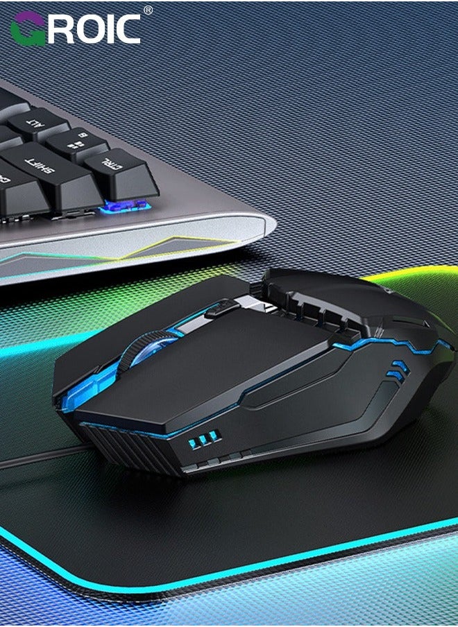 GROIC - Black Mouse Optical Mice USB Wired Wireless mice Computer Ergonomic Mobile Luminous Game Playing Flat abs Laptop Work Notebook - Image 1