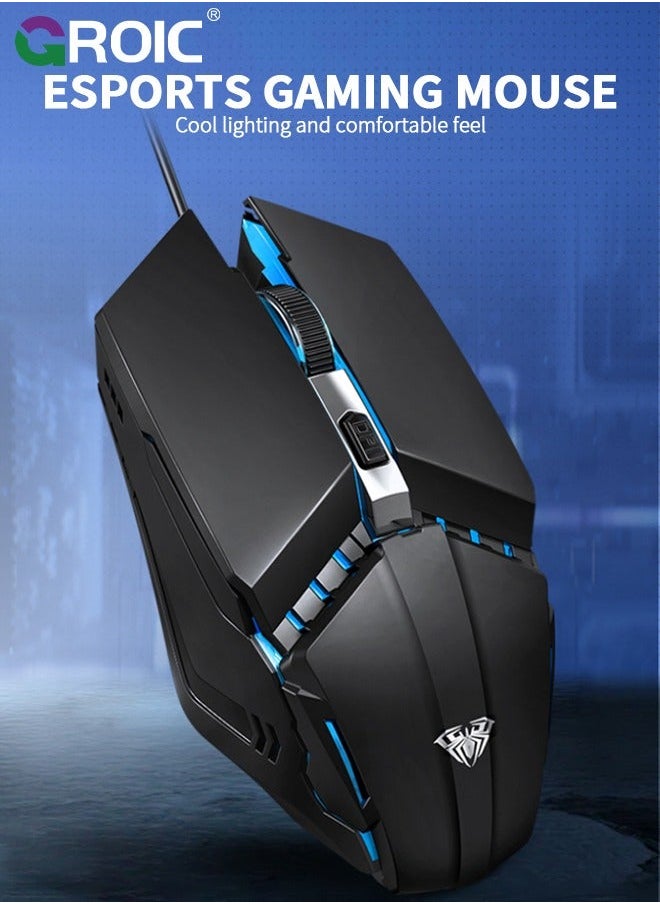 GROIC - Black Mouse Optical Mice USB Wired Wireless mice Computer Ergonomic Mobile Luminous Game Playing Flat abs Laptop Work Notebook - Image 1