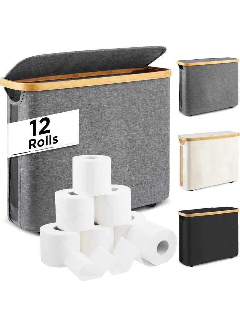 YOUWE7 Toilet Paper Storage, 32L Large Toilet Paper Basket Organizer for Bathroom, Toilet Paper Storage Holder Stand with Lid, Footbase, Handle - Image 1