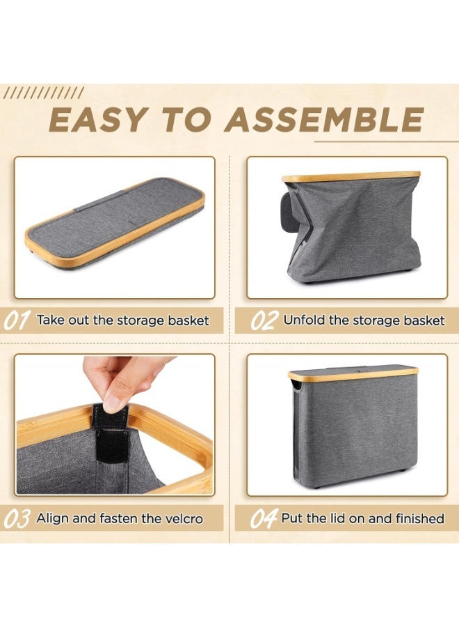 YOUWE7 Toilet Paper Storage, 32L Large Toilet Paper Basket Organizer for Bathroom, Toilet Paper Storage Holder Stand with Lid, Footbase, Handle - Image 3