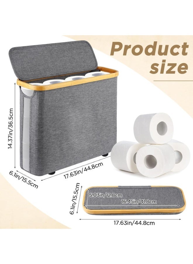 YOUWE7 Toilet Paper Storage, 32L Large Toilet Paper Basket Organizer for Bathroom, Toilet Paper Storage Holder Stand with Lid, Footbase, Handle - Image 5