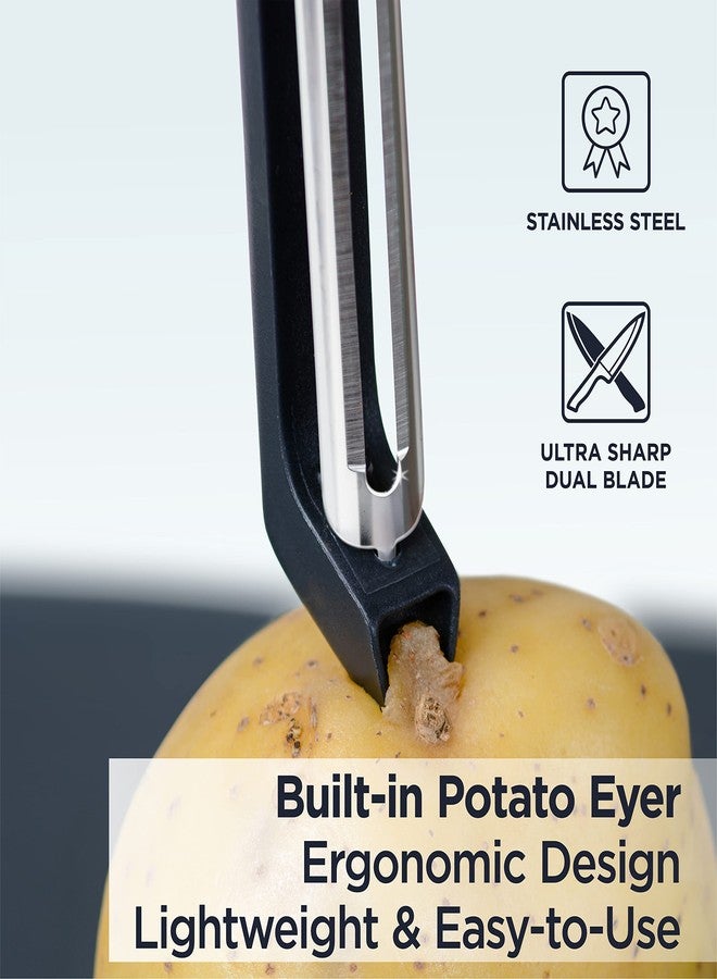 Deiss PRO Swivel Vegetable Peeler - Sharp Stainless Steel Peeler With Easy Non-Slip Hand Grip, Potato Peelers For Kitchen, Fruit, Carrot, Apple, Veggie, Kiwi, Durable, And Dishwasher Safe (ORANGE) - Image 3