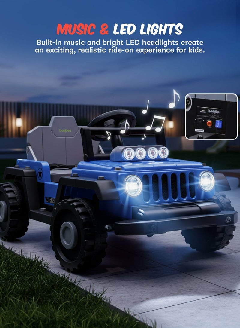 BAYBEE Ranger 2 in 1 Convertable Battery Operated Jeep for Kids, Ride on Toy Kids with RGB Lights & Music | Big Baby Battery Car | Rechargeable Car Electric Jeep for Toddler to 2 to 6 Years Blue - Image 5