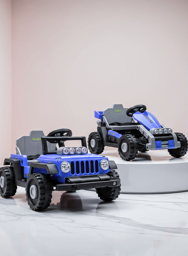 BAYBEE Ranger 2 in 1 Convertable Battery Operated Jeep for Kids, Ride on Toy Kids with RGB Lights & Music | Big Baby Battery Car | Rechargeable Car Electric Jeep for Toddler to 2 to 6 Years Blue - Image 1