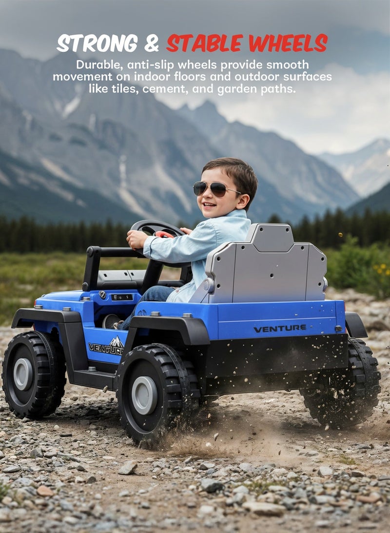 BAYBEE Ranger 2 in 1 Convertable Battery Operated Jeep for Kids, Ride on Toy Kids with RGB Lights & Music | Big Baby Battery Car | Rechargeable Car Electric Jeep for Toddler to 2 to 6 Years Blue - Image 4