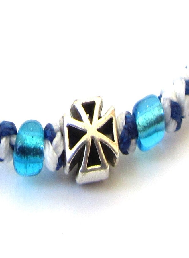 Iconsgr Handmade Christian Orthodox Komboskoini Chotki Prayer Rope Bracelet Blue & White - 3D - Image 3