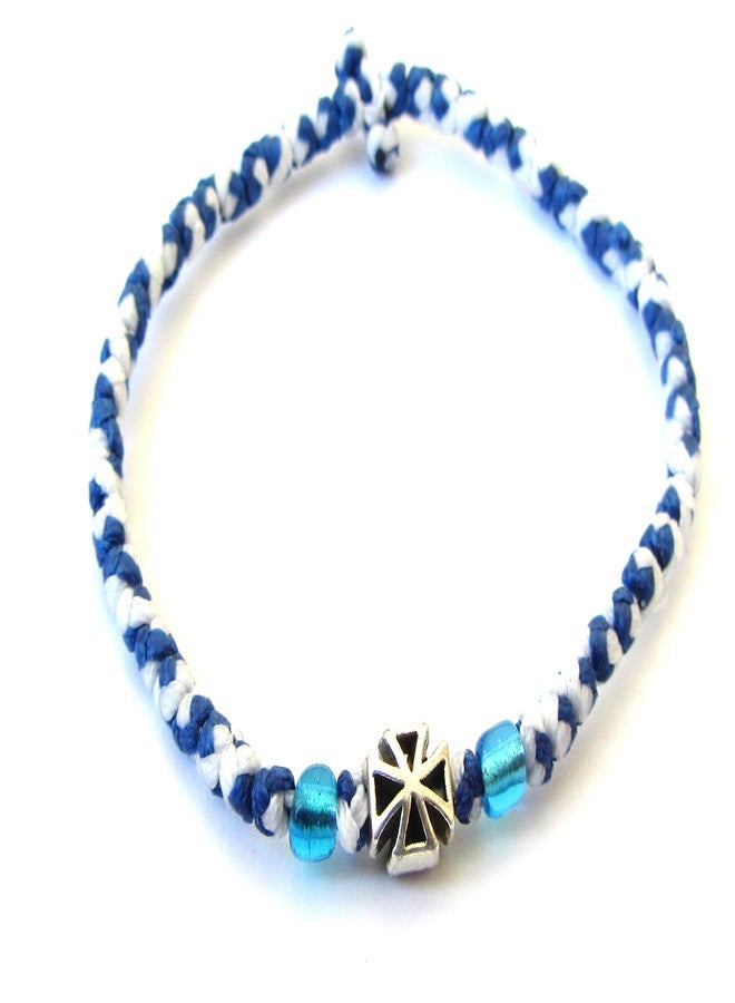Iconsgr Handmade Christian Orthodox Komboskoini Chotki Prayer Rope Bracelet Blue & White - 3D - Image 1