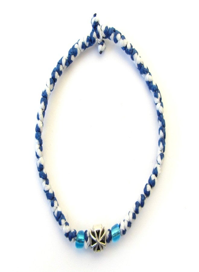 Iconsgr Handmade Christian Orthodox Komboskoini Chotki Prayer Rope Bracelet Blue & White - 3D - Image 2