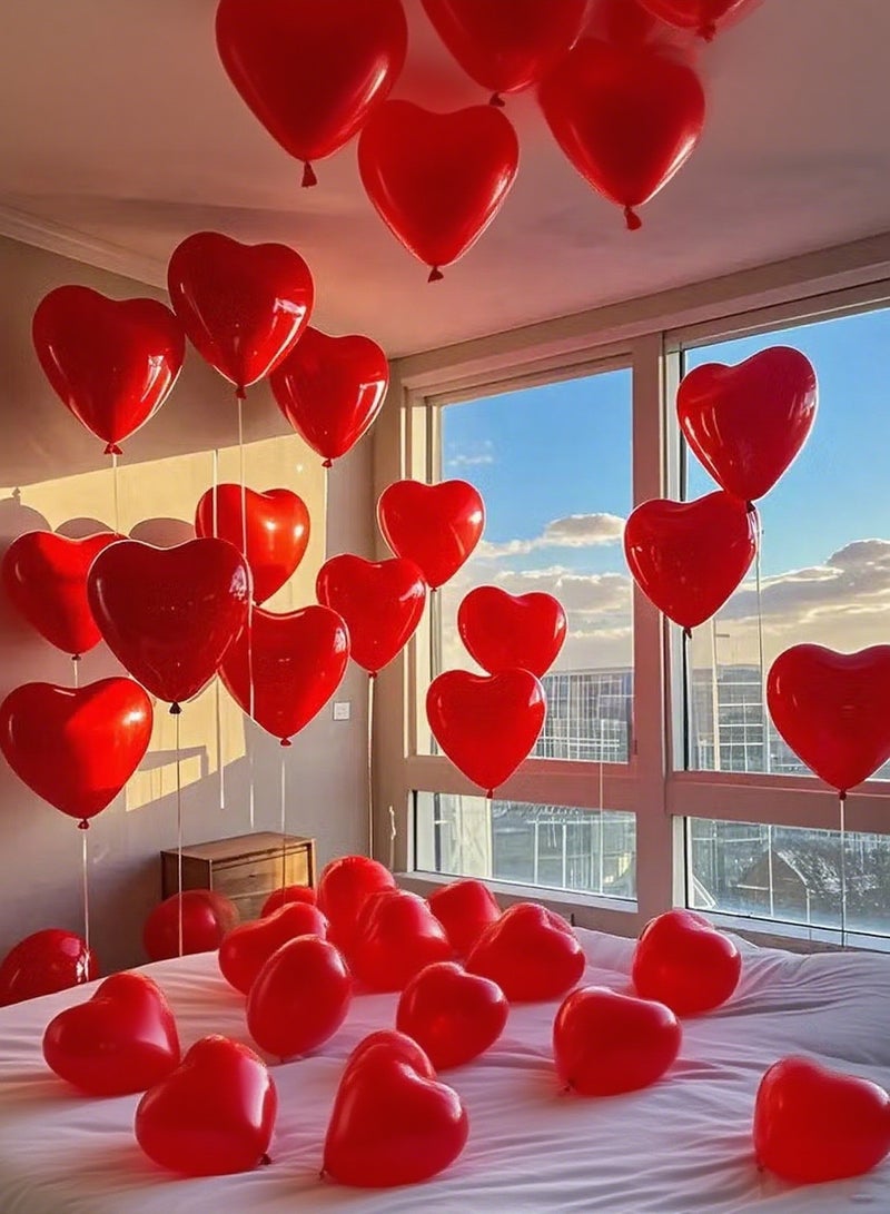 50pcs  Red Color Heart shaped Latex Balloons for Valentines Day,Propose Marriage,Wedding Party，Balloon wedding party decoration, double-layer thick balloons - Image 1