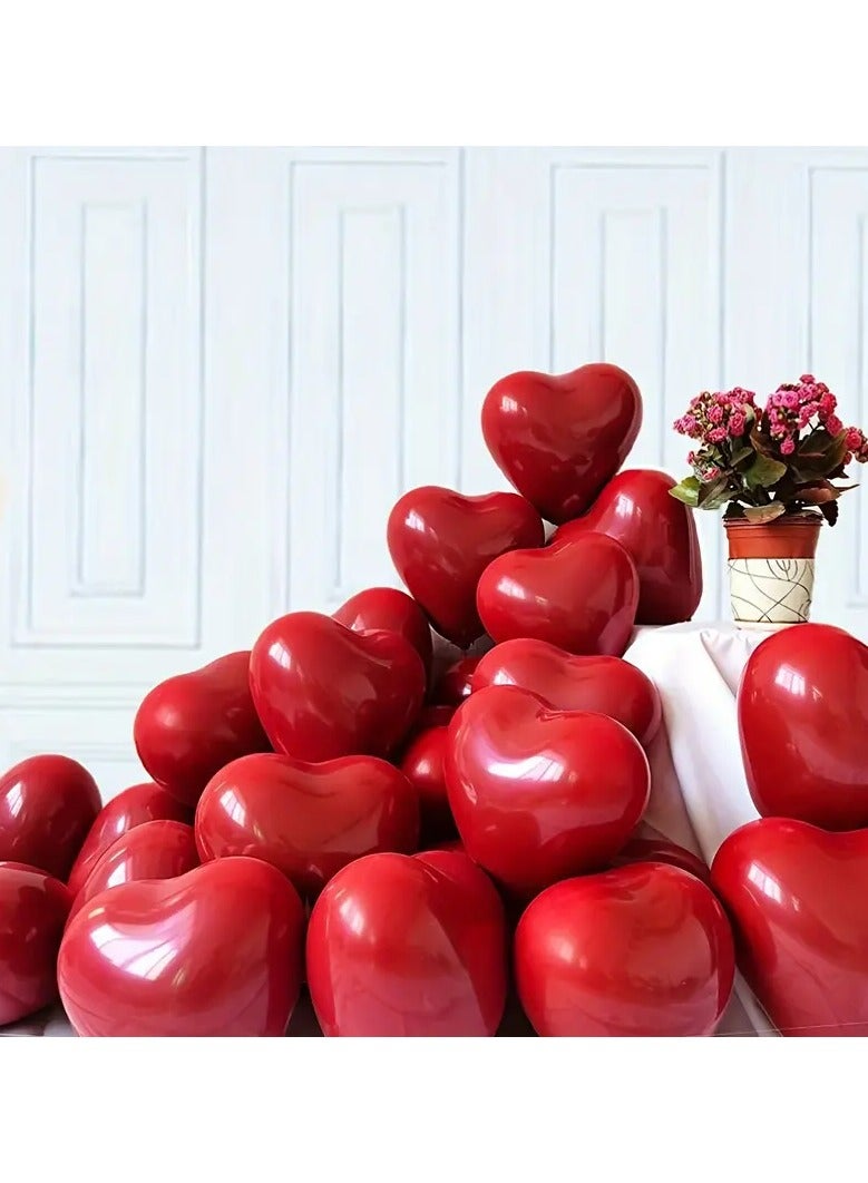 50pcs  Red Color Heart shaped Latex Balloons for Valentines Day,Propose Marriage,Wedding Party，Balloon wedding party decoration, double-layer thick balloons - Image 3
