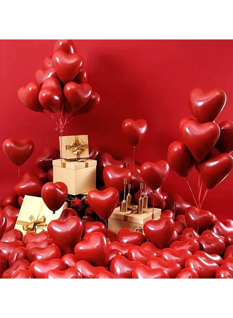 50pcs  Red Color Heart shaped Latex Balloons for Valentines Day,Propose Marriage,Wedding Party，Balloon wedding party decoration, double-layer thick balloons - Image 5