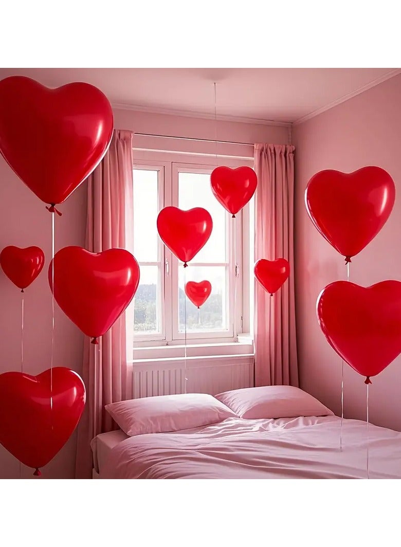 50pcs  Red Color Heart shaped Latex Balloons for Valentines Day,Propose Marriage,Wedding Party，Balloon wedding party decoration, double-layer thick balloons - Image 4