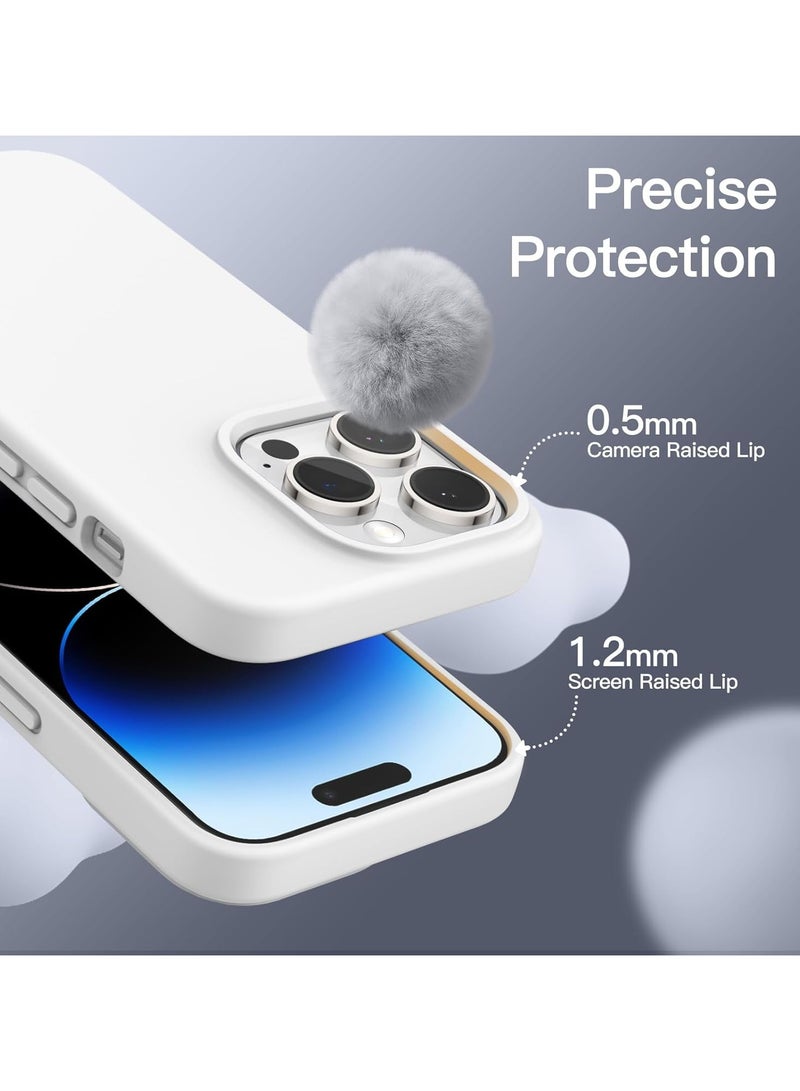 Silicone Case Compatible with iPhone 14 Pro, Slim Liquid Silicone Phone Case with Layers of Soft Rubber, Shockproof Bumper with TPU Lining (White)  - Image 3