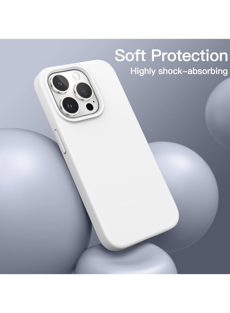 Silicone Case Compatible with iPhone 14 Pro, Slim Liquid Silicone Phone Case with Layers of Soft Rubber, Shockproof Bumper with TPU Lining (White)  - Image 5