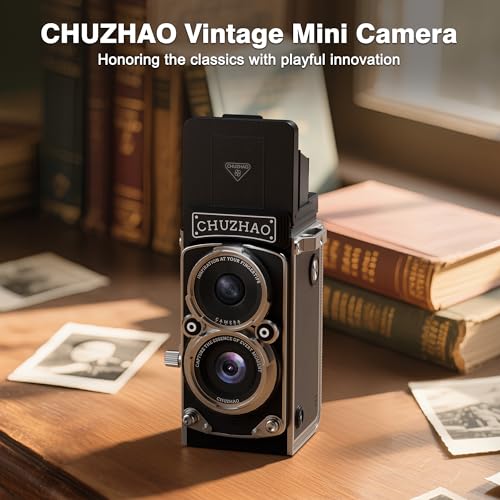 JOYTRIP CHUZHAO Vintage Mini Digital Camera, Portable TLR Style Retro Point and Shoot Compact Small Pocket 1080P FHD Video 12MP Autofocus Vlogging Camera with 16 GB Card for Beginners Teens Adults Black - Image 2