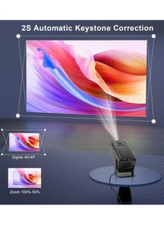 Eworld Mini Portable 4K Projector, 1080P Smart Projector with 300 Ansi Lumens, Wi-Fi 6, Bluetooth 5.0, 180° Rotation, Android 11.0, Hi-Fi Speaker, 150-Inch Screen Display and Auto Keystone Correction  - Image 2
