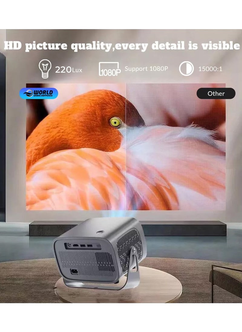 Eworld - Mini Portable 4K Projector, 1080P Smart Projector with 300 Ansi Lumens, Wi-Fi 6, Bluetooth 5.0, 180° Rotation, Android 11.0, Hi-Fi Speaker, 150-Inch Screen Display and Auto Keystone Correction - Image 1