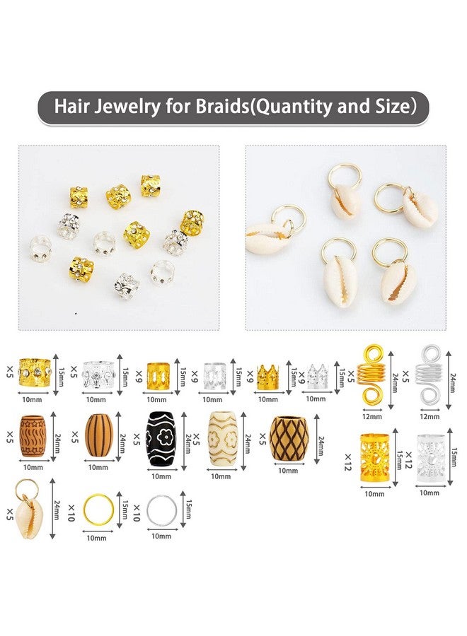 Jelyne 133 Pcs Hair Jewelry For Locs Dreadlock Accessories Hair Decoration Coils Rings Hair Cuffs Shells Imitation Woodlike Tube Beads For Braids - Image 4